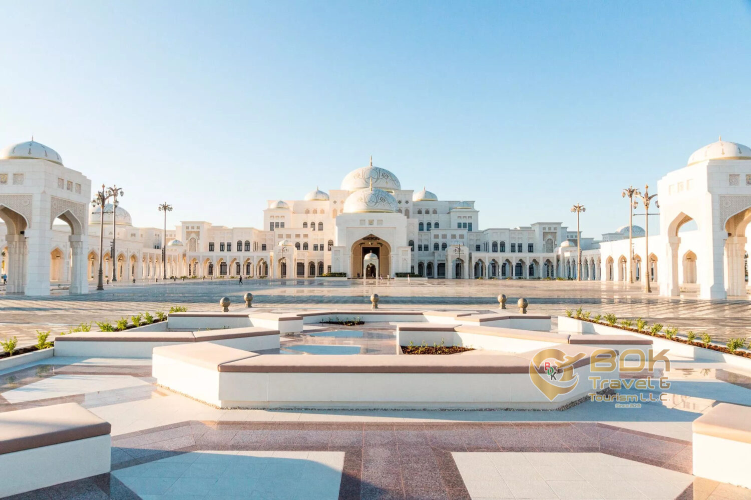 View of Al Bateen Presidential Palace drive-thru in Abu Dhabi, UAE